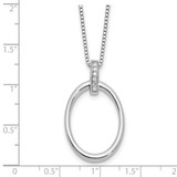 White Ice Sterling Silver Rhodium-plated 18 inch Diamond Oval Necklace plus 2 in Extender