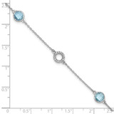 White Ice Sterling Silver Rhodium-plated 6.25 Inch Blue Topaz and Diamond Bracelet with 1 Inch Extender