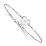 White Ice Sterling Silver Rhodium-plated 7 Inch Diamond Heart with .5 Inch Extender