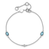 White Ice Sterling Silver Rhodium-plated 7.5 inch Diamond and Blue Topaz Bracelet with 1.25  inch Extender