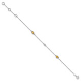 White Ice Sterling Silver Rhodium-plated 7.5 inch Diamond and Citrine Bracelet with 1.25  inch Extender