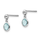 White Ice Sterling Silver Rhodium-plated Blue Topaz And Diamond Post Dangle Teardrop Earrings - QW-11B94CB2-3728
