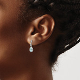 White Ice Sterling Silver Rhodium-plated Blue Topaz and Diamond Post Dangle Teardrop Earrings - QW-88B280B7-5657