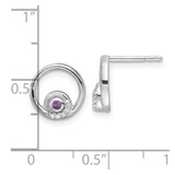 White Ice Sterling Silver Rhodium-plated Diamond and Amethyst Post Earrings