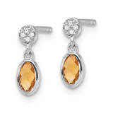 White Ice Sterling Silver Rhodium-plated Diamond and Citrine Post Dangle Earrings - QW-51074D8E-5261