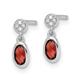White Ice Sterling Silver Rhodium-plated Diamond and Garnet Post Dangle Earrings - QW-64FD2D72-7806