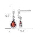 White Ice Sterling Silver Rhodium-plated Diamond and Garnet Teardrop Post Dangle Earrings