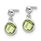 White Ice Sterling Silver Rhodium-plated Diamond and Peridot Post Dangle Earrings