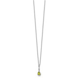 White Ice Sterling Silver Rhodium-plated Diamond and Peridot Teardrop 18 inch Neckalce with 2 inch Extender
