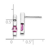 White Ice Sterling Silver Rhodium-plated Diamond and Pink Tourmaline Post Dangle Earrings