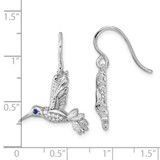 White Ice Sterling Silver Rhodium-plated Diamond and Sapphire Humming Bird Earrings