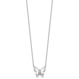 White Ice Sterling Silver Rhodium-plated Diamond Butterfly 18 inch Necklace plus 2 inch Extender