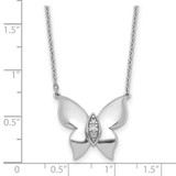 White Ice Sterling Silver Rhodium-plated Diamond Butterfly 18 inch Necklace plus 2 inch Extender