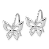 White Ice Sterling Silver Rhodium-plated Diamond Butterfly Dangle Earrings