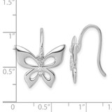 White Ice Sterling Silver Rhodium-plated Diamond Butterfly Dangle Earrings