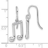 White Ice Sterling Silver Rhodium-plated Diamond Music Note Dangle Earrings