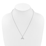 White Ice Sterling Silver Rhodium-plated Diamond Whale Tail 18 inch Necklace plus 2 inch Extender