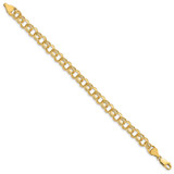 14k 8mm Solid Double Link 7 inch Charm Bracelet