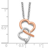 White Ice Sterling Silver Rhodium-plated Rose-tone 18 Inch Diamond Hearts Necklace with 2 Inch Extender - QW-F78F6E9F-7331