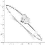 White Ice Sterling Silver Rhodium-plated Satin and Polished Diamond Heart Bangle
