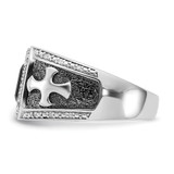 White Night Sterling Silver Black Rhodium-plated Diamond and Onyx Cross Men's Ring - QR-195DEBDD-5896