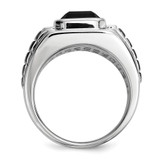 White Night Sterling Silver Black Rhodium-plated Diamond and Onyx Square Men's Ring - QR-46BD0A17-8203