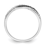White Night Sterling Silver Rhodium-plated Black and White Criss Cross Diamond Ring - QR-9F52B09C-8164