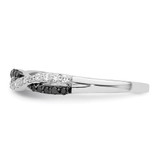 White Night Sterling Silver Rhodium-plated Black and White Criss Cross Diamond Ring - QR-9F52B09C-8164