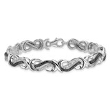 White Night Sterling Silver Rhodium-plated Black and White Diamond 7.5 Inch Bracelet - QD-D984CB32-3403