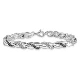 White Night Sterling Silver Rhodium-plated Black and White Diamond 7.5 Inch Bracelet - QD-FC9A71E0-2515