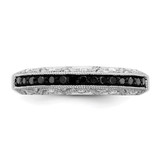 White Night Sterling Silver Rhodium-plated Black and White Diamond Band - QR-0B56C0C0-2487