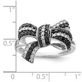 White Night Sterling Silver Rhodium-plated Black and White Diamond Bow Ring - QR-5AF5747A-1090