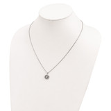 White Night Sterling Silver Rhodium-plated Black and White Diamond Circle Pendant 18 Inch Necklace with 2 Inch Extender - QP-6BDD95BE-4851