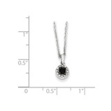 White Night Sterling Silver Rhodium-plated Black and White Diamond Circle Pendant 18 Inch Necklace with 2 Inch Extender - QP-F7176904-8870