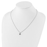 White Night Sterling Silver Rhodium-plated Black and White Diamond Circle Pendant 18 Inch Necklace with 2 Inch Extender - QP-F7176904-8870