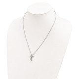 White Night Sterling Silver Rhodium-plated Black and White Diamond Cross 18 Inch Necklace with 2 Inch Extender - QP-DCF81200-5646