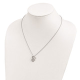 White Night Sterling Silver Rhodium-plated Black and White Diamond Double Heart 18 Inch Necklace with 2 Inch Extender - QP-96C60C91-3293