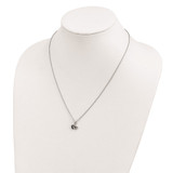 White Night Sterling Silver Rhodium-plated Black and White Diamond Double Heart 18 Inch Necklace with 2 Inch Extender - QP-97EDA803-7987