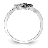 White Night Sterling Silver Rhodium-plated Black and White Diamond Double Heart Ring - QR-0F4EBCEC-9246