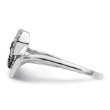White Night Sterling Silver Rhodium-plated Black and White Diamond Double Heart Ring - QR-657D888A-6607
