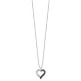 White Night Sterling Silver Rhodium-plated Black and White Diamond Heart 18 Inch Necklace with 2 Inch Extender - QP-04DFD58B-1152