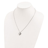 White Night Sterling Silver Rhodium-plated Black and White Diamond Heart 18 Inch Necklace with 2 Inch Extender - QP-04DFD58B-1152