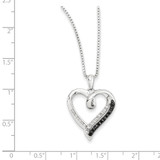 White Night Sterling Silver Rhodium-plated Black and White Diamond Heart 18 Inch Necklace with 2 Inch Extender - QP-66D7F4A2-3807