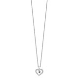 White Night Sterling Silver Rhodium-plated Black and White Diamond Heart 18 Inch Necklace with 2 Inch Extender - QP-7FF1EA94-7445