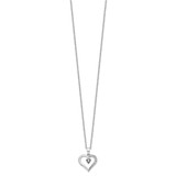 White Night Sterling Silver Rhodium-plated Black and White Diamond Heart 18 Inch Necklace with 2 Inch Extender - QP-851FB205-5675