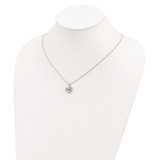White Night Sterling Silver Rhodium-plated Black and White Diamond Heart 18 Inch Necklace with 2 Inch Extender - QP-851FB205-5675