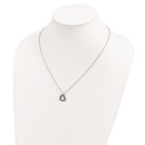 White Night Sterling Silver Rhodium-plated Black and White Diamond Heart Necklace with 2 Inch Extender - QP-B2B5B389-8554