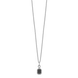 White Night Sterling Silver Rhodium-plated Black and White Diamond Rectangle Pendant 18 Inch Necklace with 2 Inch Extender