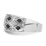 White Night Sterling Silver Rhodium-plated Black and White Diamond Ring - QR-ABBF4E81-8755