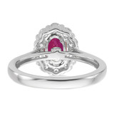 10k White Gold 5/8 carat Lab Grown Diamond VS/SI+ G+ and Oval Lab Created Ruby Halo Fashion Ring